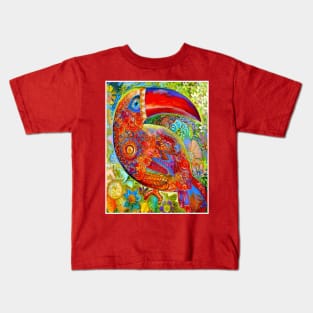 Toucan :  Abstract Colorful Flowered Pop Art Bird Print Kids T-Shirt